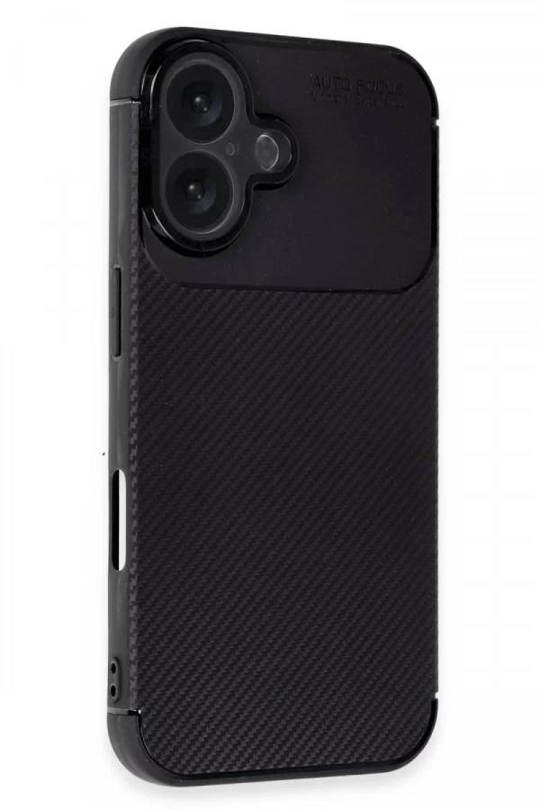 Apple iPhone 16 Kılıf Auto Focus Karbon Kapak - Siyah