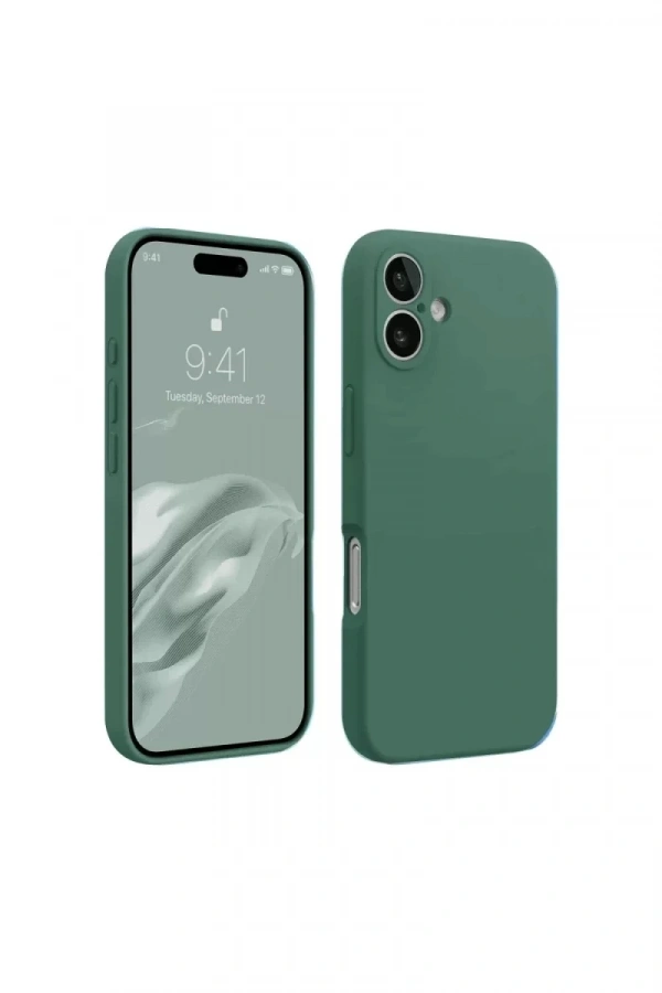 Apple iPhone 16 Kılıf First Silikon - Koyu Yeşil