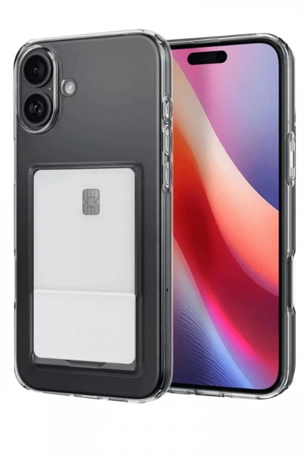 Apple iPhone 16 Kılıf Kart Şeffaf Silikon - Şeffaf