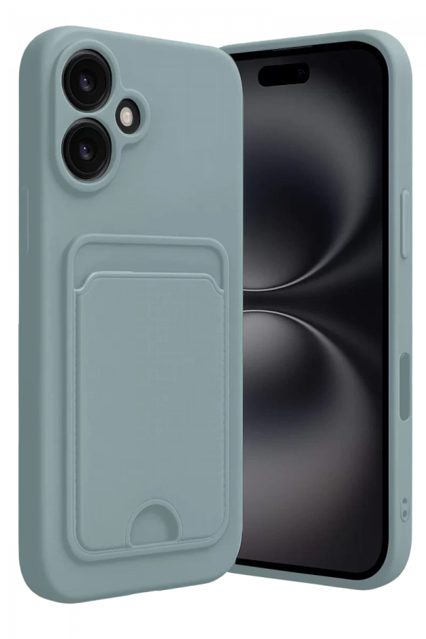 Apple iPhone 16 Kılıf Kelvin Kartvizitli Silikon - Açık Yeşil