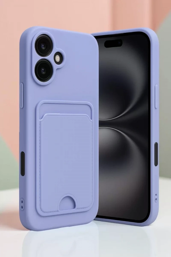 Apple iPhone 16 Kılıf Kelvin Kartvizitli Silikon - Siyah