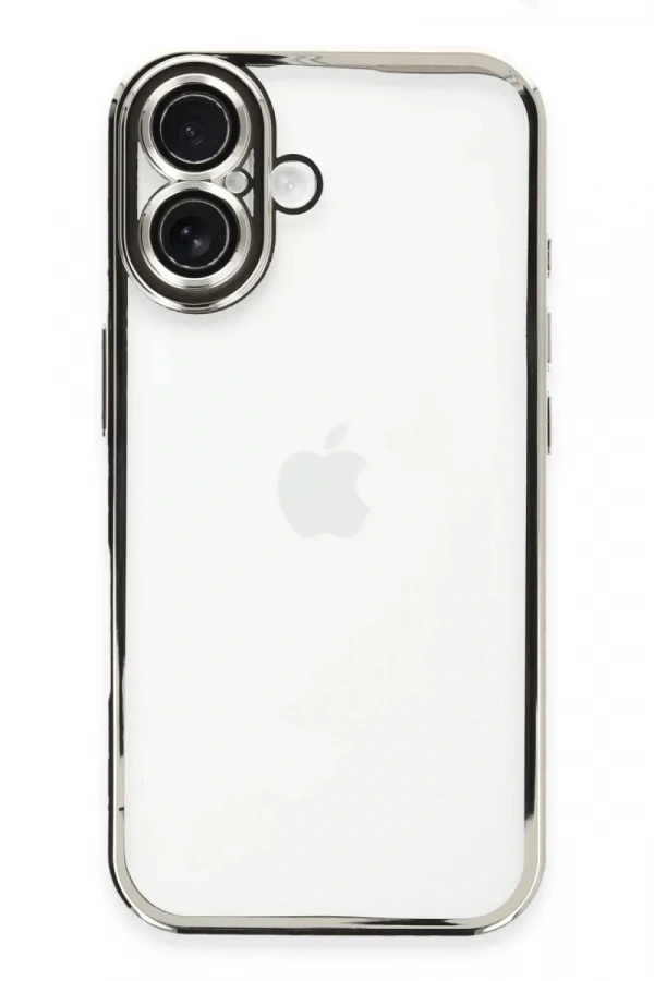 Apple iPhone 16 Kılıf Lensli Silikon - Gümüş