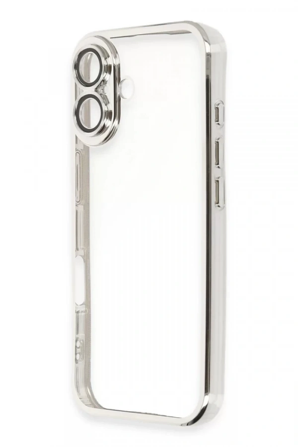 Apple iPhone 16 Kılıf Lensli Silikon - Gümüş
