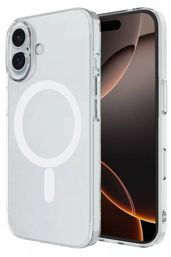Apple iPhone 16 Kılıf Magneticsafe Şeffaf Silikon - Şeffaf