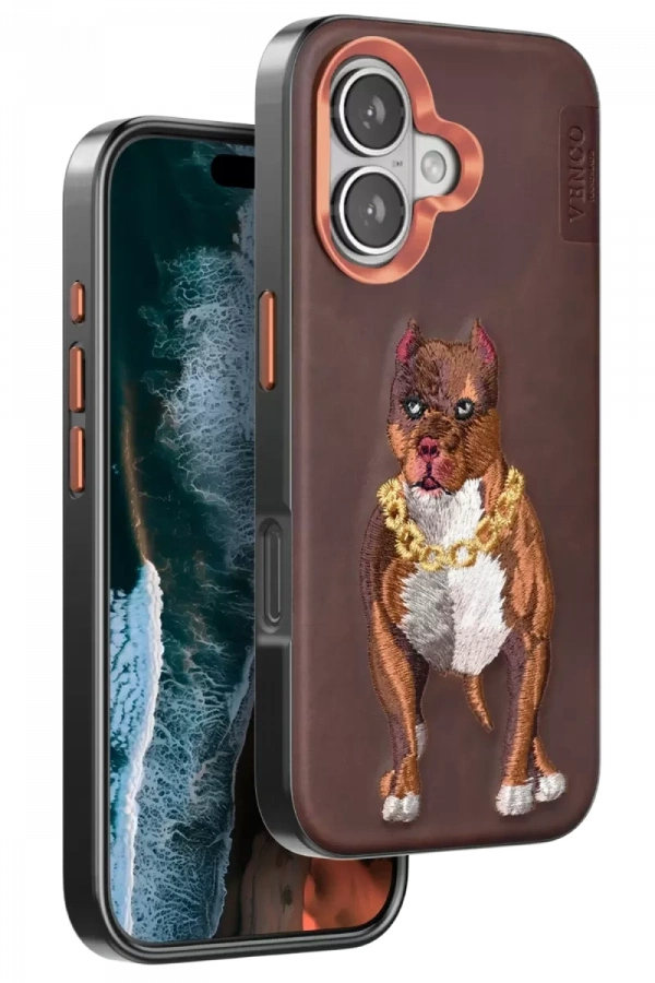 Apple iPhone 16 Perma Desenli Kapak - Kahverengi