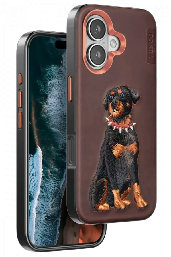 Apple iPhone 16 Perma Desenli Kapak - Koyu Kahve
