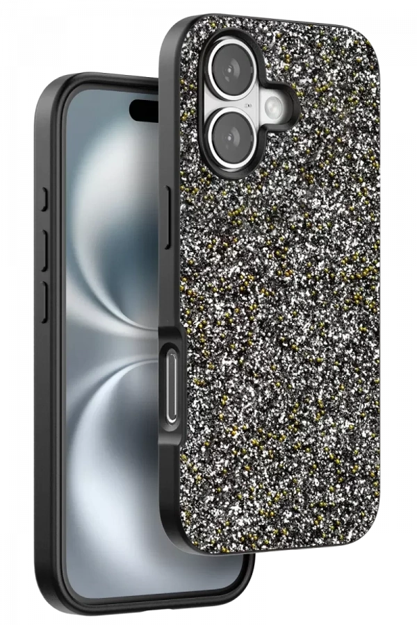 Apple iPhone 16 Plus Bright Simli Kapak - Gümüş