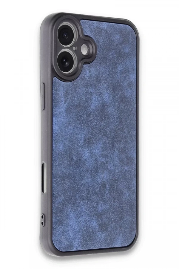 Apple iPhone 16 Plus Kılıf Aras Deri Kapak - Lacivert