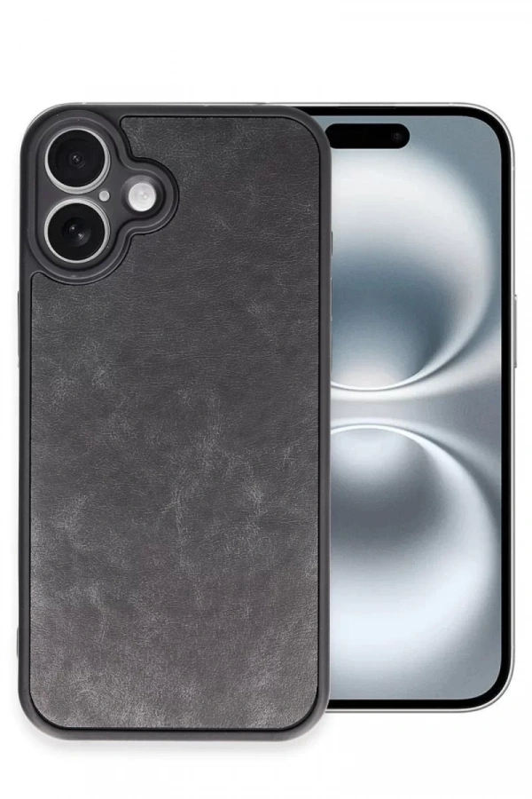 Apple iPhone 16 Plus Kılıf Aras Deri Kapak - Siyah
