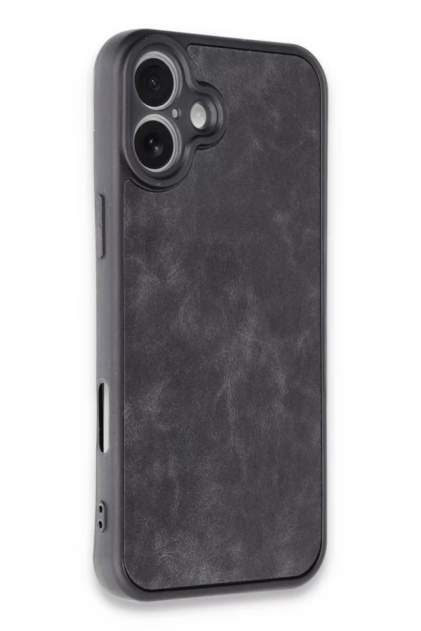 Apple iPhone 16 Plus Kılıf Aras Deri Kapak - Siyah