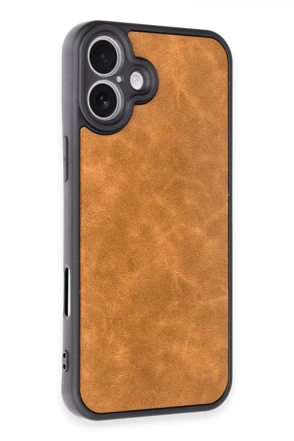 Apple iPhone 16 Plus Kılıf Aras Deri Kapak - Taba