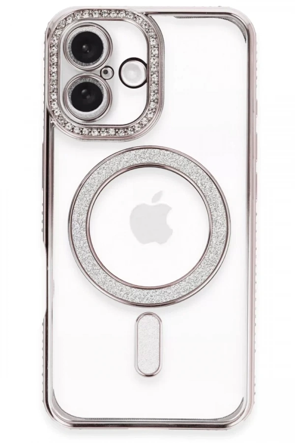 Apple iPhone 16 Plus Kılıf Joke Simli Magneticsafe Kılıf - Pembe
