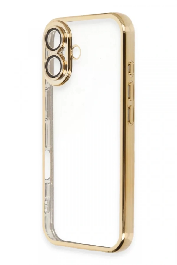 Apple iPhone 16 Plus Kılıf Lensli Silikon - Gold