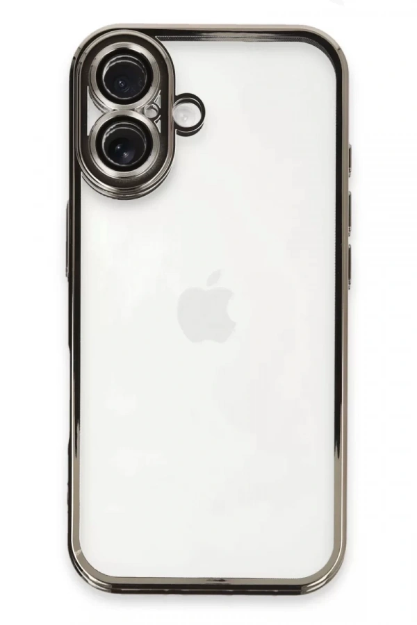 Apple iPhone 16 Plus Kılıf Lensli Silikon - Titanyum Gri