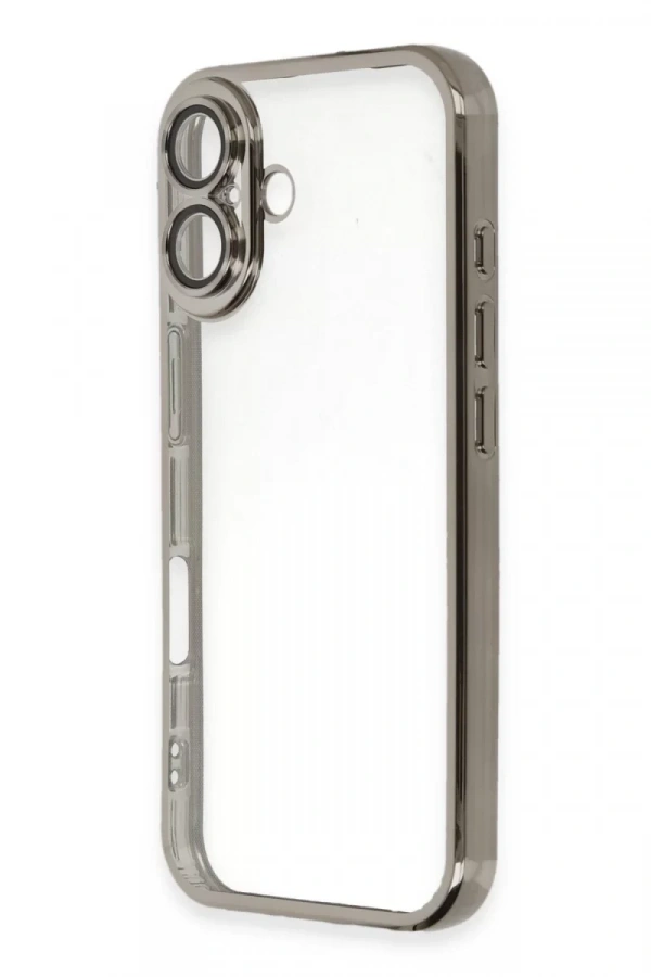 Apple iPhone 16 Plus Kılıf Lensli Silikon - Titanyum Gri