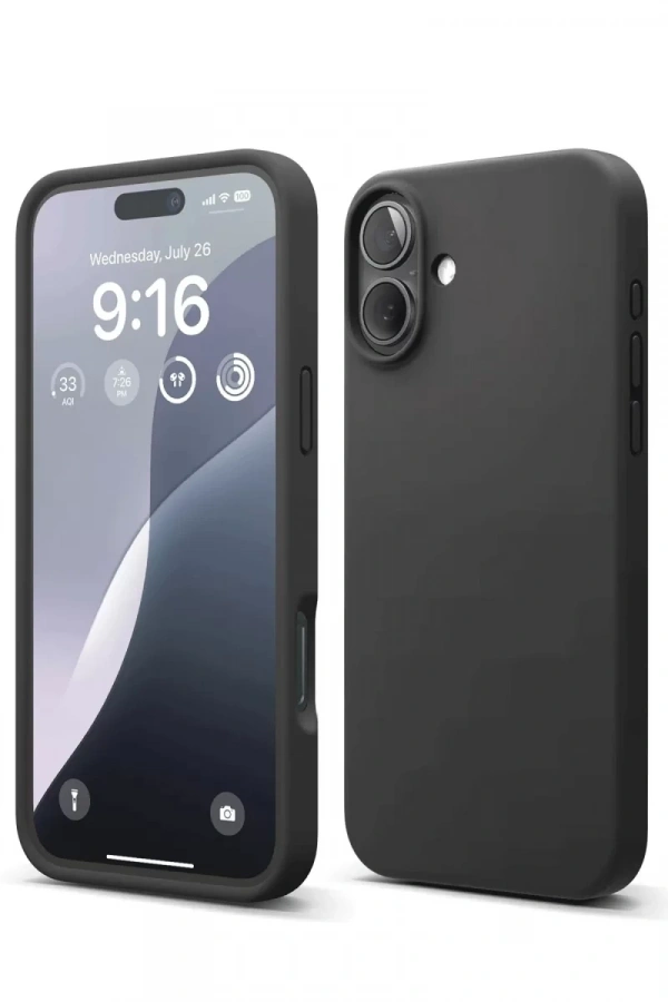 Apple iPhone 16 Plus Kılıf Nano içi Kadife Silikon - Siyah