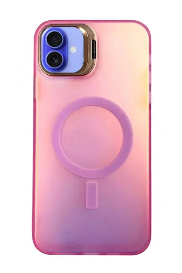 Apple iPhone 16 Plus Kılıf Primera Magsafe Standlı Kapak - Pembe