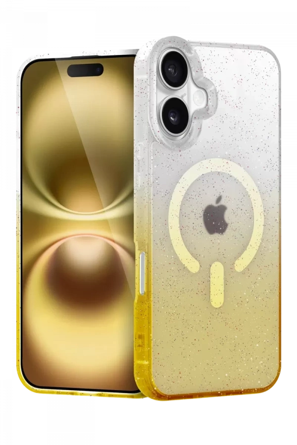 Apple iPhone 16 Plus Pummel Shiny Magsafe Kapak - Gold