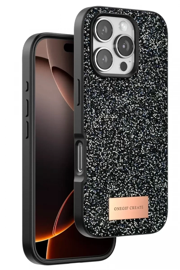 Apple iPhone 16 Pro Bright Simli Kapak - Siyah
