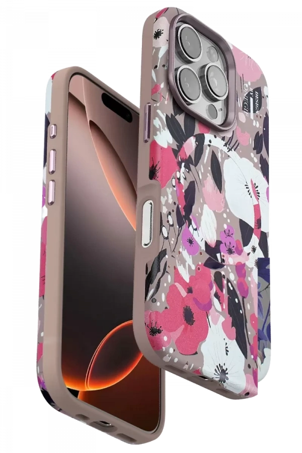 Apple iPhone 16 Pro Flower Series Magsafe Kapak - Pembe