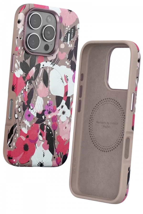 Apple iPhone 16 Pro Flower Series Magsafe Kapak - Pembe