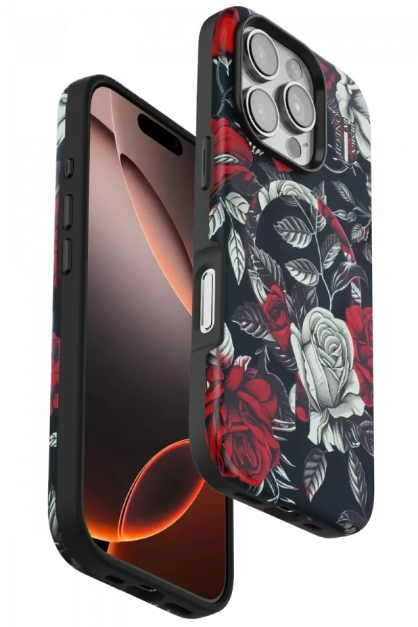 Apple iPhone 16 Pro Flower Series Magsafe Kapak - Siyah
