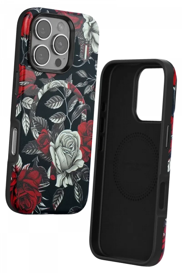 Apple iPhone 16 Pro Flower Series Magsafe Kapak - Siyah