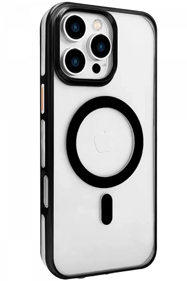 Apple iPhone 16 Pro Gleam PC Sert Magsafe Kılıf - Şeffaf-Siyah
