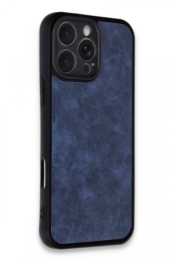 Apple iPhone 16 Pro Kılıf Aras Deri Kapak - Lacivert