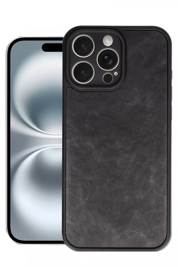 Apple iPhone 16 Pro Kılıf Aras Deri Kapak - Siyah