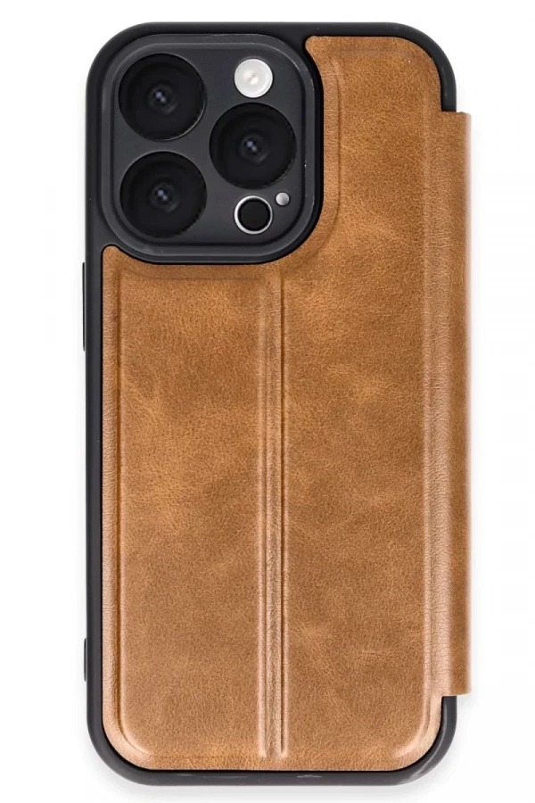 Apple iPhone 16 Pro Kılıf Flip Cover - Taba