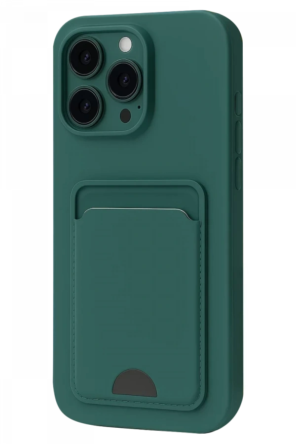 Apple iPhone 16 Pro Kılıf Kelvin Kartvizitli Silikon - Koyu Yeşil