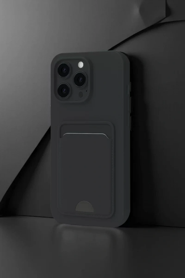 Apple iPhone 16 Pro Kılıf Kelvin Kartvizitli Silikon - Siyah