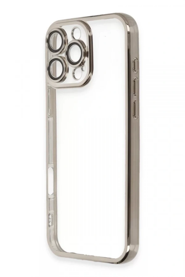 Apple iPhone 16 Pro Kılıf Lensli Silikon - Titanyum Gri