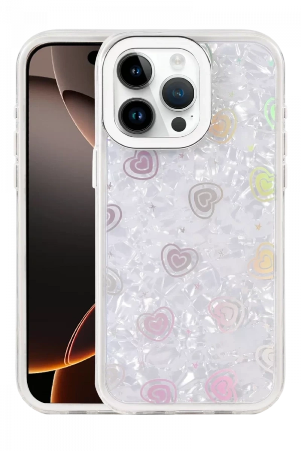 Apple iPhone 16 Pro Lumi Desenli Kapak - Beyaz
