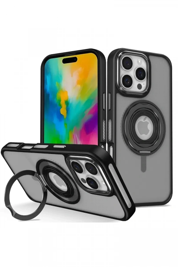 Apple iPhone 16 Pro Max Banza Magsafe Standlı Kapak - Siyah