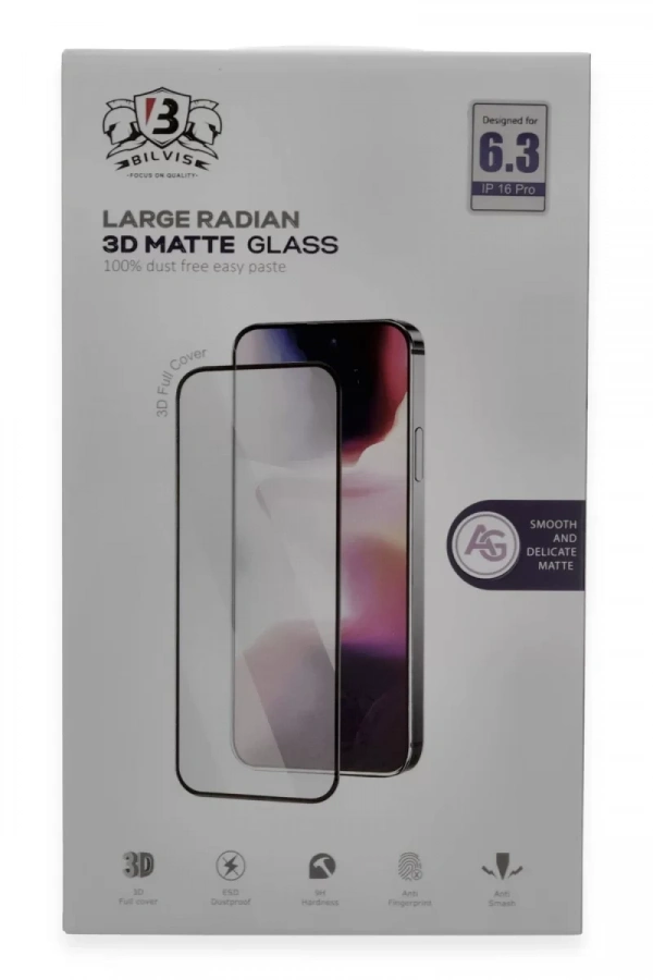 Apple iPhone 16 Pro Max Bilvis 3D Mat Cam Ekran Koruyucu