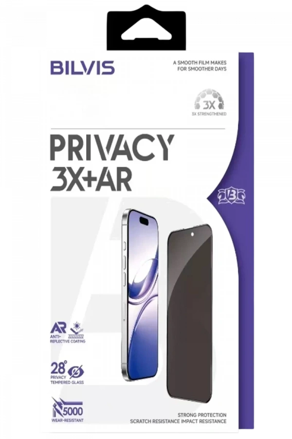 Apple iPhone 16 Pro Max Bilvis 3X AR Hayalet Cam Ekran Koruyucu - Siyah