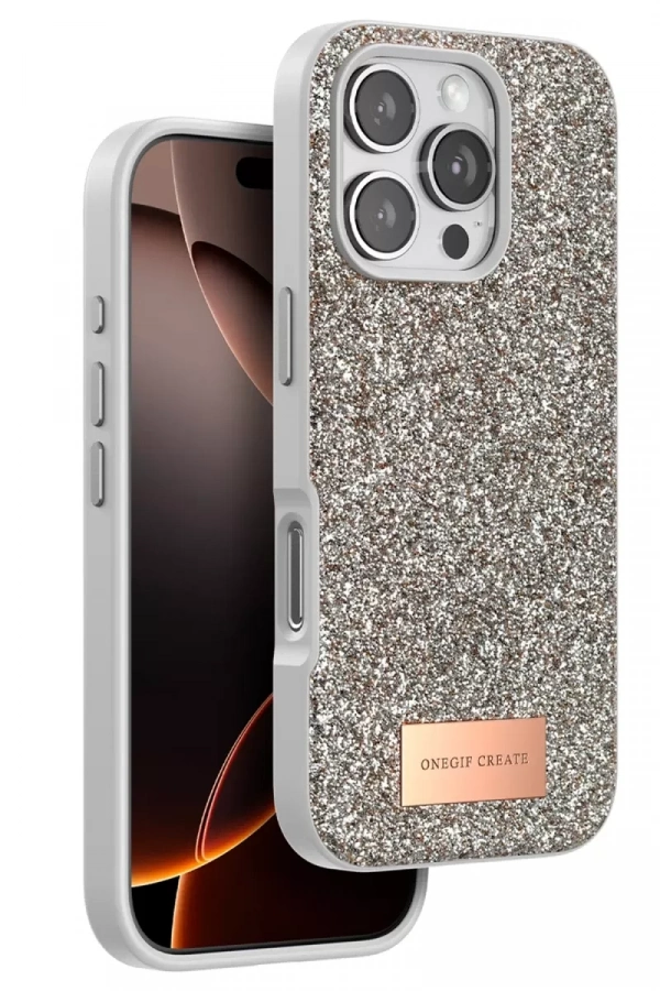 Apple iPhone 16 Pro Max Bright Simli Kapak - Çöl Titanyum