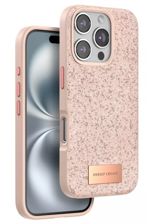 Apple iPhone 16 Pro Max Bright Simli Kapak - Pembe