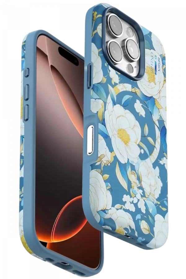 Apple iPhone 16 Pro Max Flower Series Magsafe Kapak - Mavi