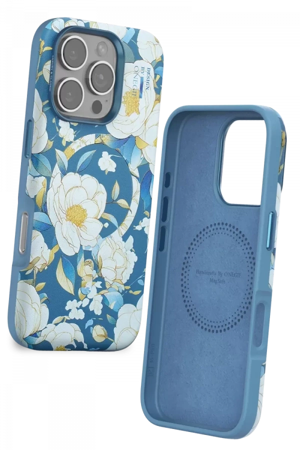 Apple iPhone 16 Pro Max Flower Series Magsafe Kapak - Mavi