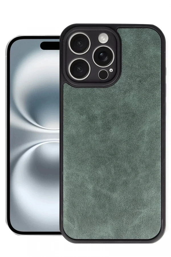 Apple iPhone 16 Pro Max Kılıf Aras Deri Kapak - Koyu Yeşil