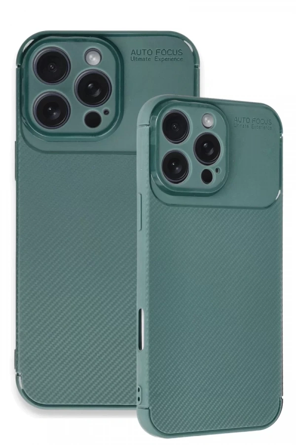 Apple iPhone 16 Pro Max Kılıf Auto Focus Karbon Kapak - Koyu Yeşil