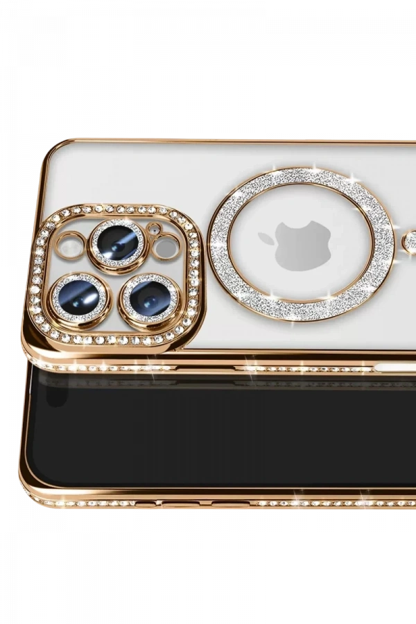 Apple iPhone 16 Pro Max Kılıf Joke Simli Magneticsafe Kılıf - Gold