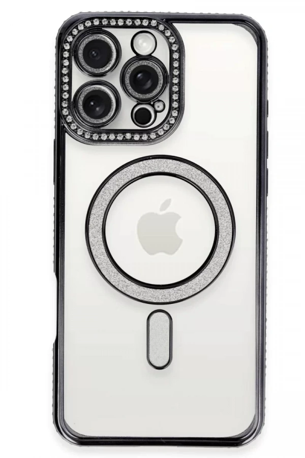 Apple iPhone 16 Pro Max Kılıf Joke Simli Magneticsafe Kılıf - Gri