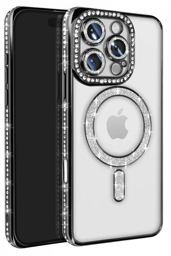 Apple iPhone 16 Pro Max Kılıf Joke Simli Magneticsafe Kılıf - Siyah