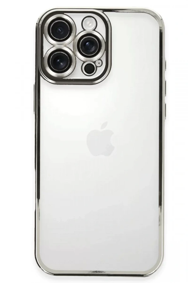 Apple iPhone 16 Pro Max Kılıf Lensli Silikon - Gümüş