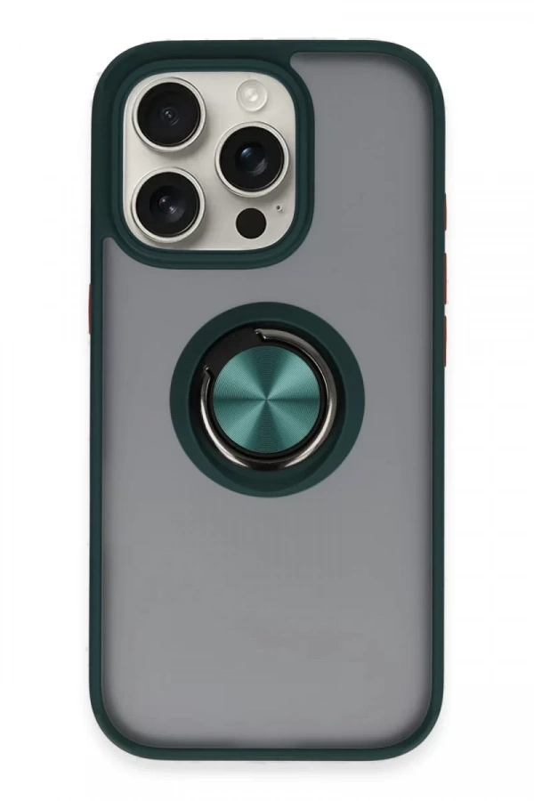 Apple iPhone 16 Pro Max Kılıf Montreal Yüzüklü Silikon Kapak - Yeşil