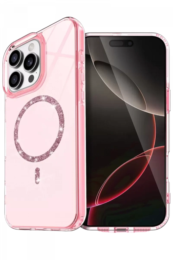 Apple iPhone 16 Pro Max Live Diamond Magsafe Kapak - Pembe
